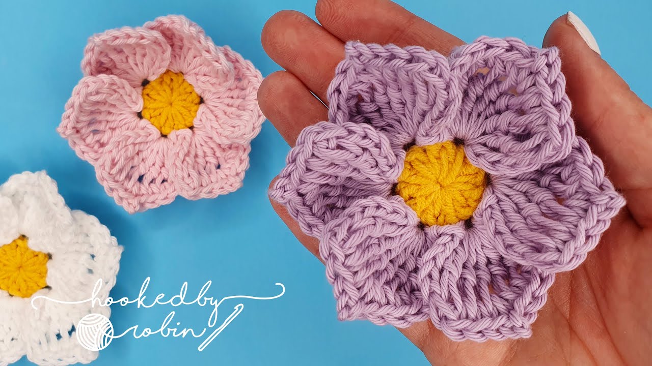 The Olivia Flower  How to Crochet a Simple Flower (Easy Tutorial