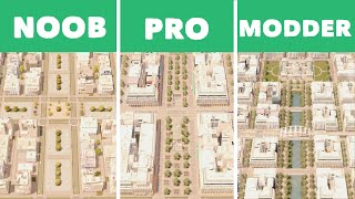 Designing a City Center Pedestrian Zone in Cities: Skylines | Noob VS Pro VS Modder