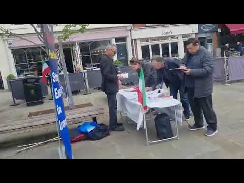 Southampton—May 9, 2023: MEK Supporters Held an Exhibition to Support the Iran Revolution.