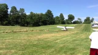 Taking off in a back yard at a ultralight fly in.