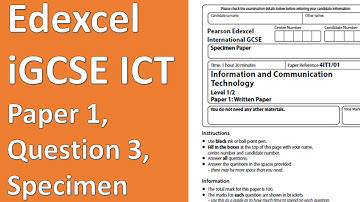 Edexcel iGCSE ICT Specimen Paper 1 Question 3