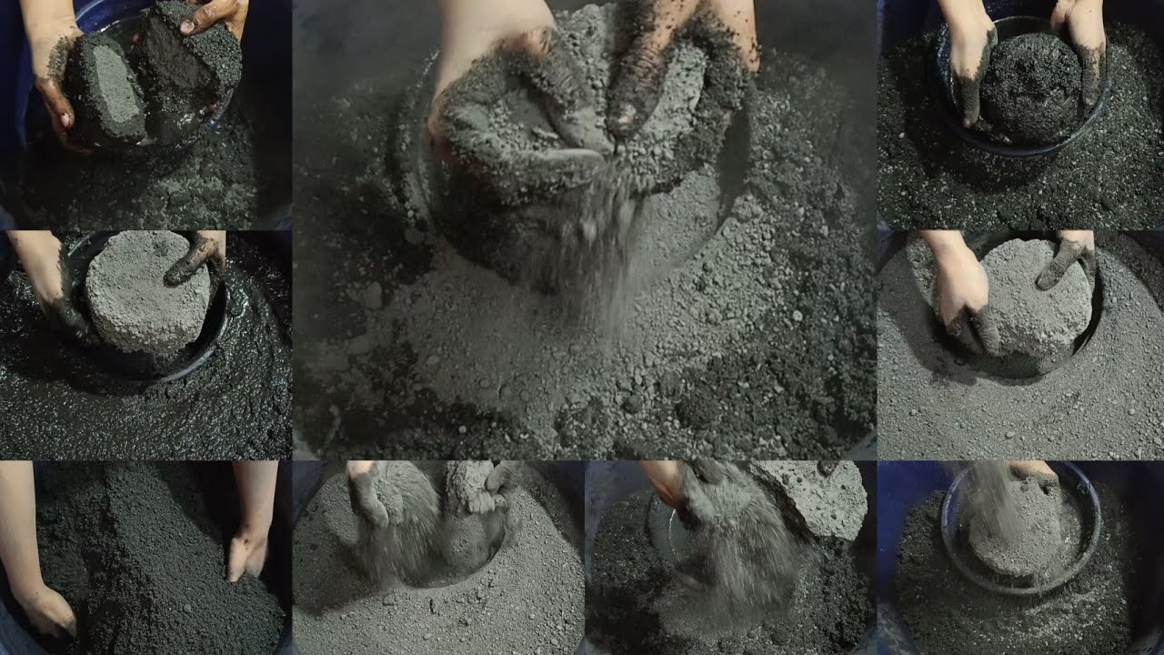 Soft Gritty🖤Charcoal🖤Dipping in💦& than Crumbling+Dry Crumbling & Mixing ASMR #1025