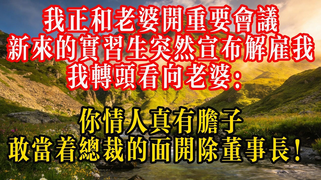 我正和老婆开重要会议，新来的实习生突然宣布解雇我，我转头看向老婆：你情人真有胆子，敢当着总裁的面开除董事长！#情感 #故事分享