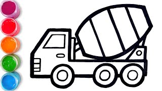 How To Draw Glitter Mixer Truck For Kids  Tobiart