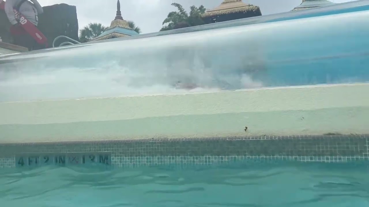 The Enclosed Water Dome at the end of the Volcano Body Slide at Universal’s Volcano Bay