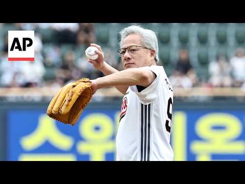 Nvidia CEO Jensen Huang throws first pitch at South Korea baseball game