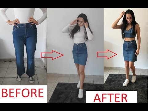 Tutorial DIY: Como transformar calças jeans numa saia jeans (e blusa combinada!)