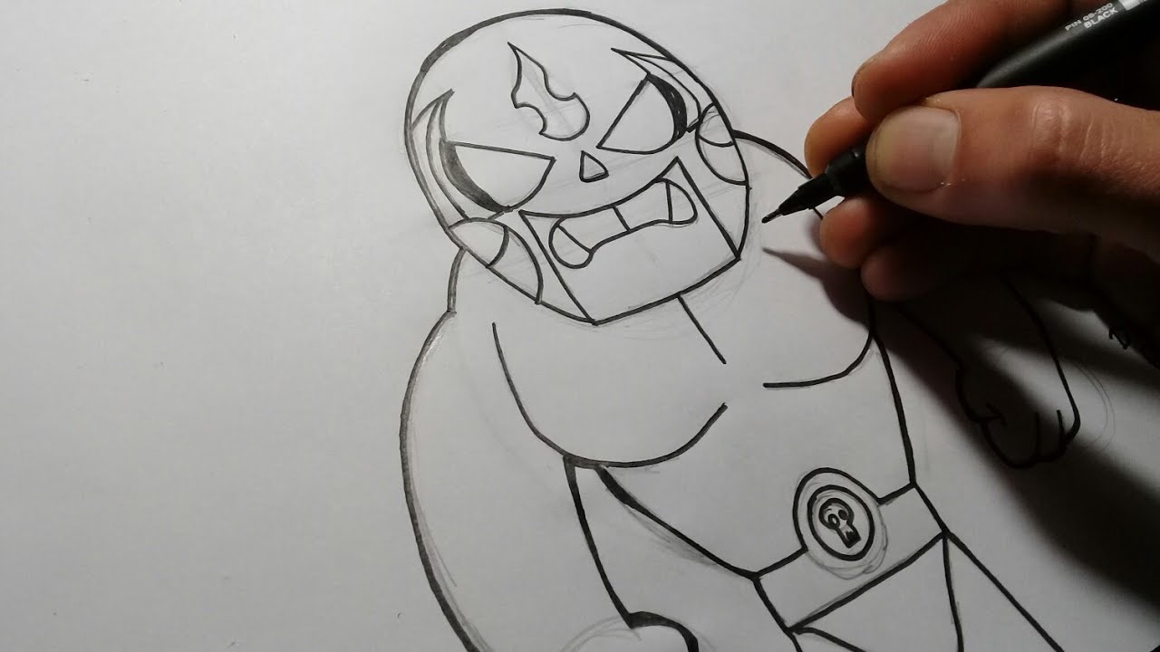 Tutorial Como Desenhar O El Primo De Brawl Stars Passo A Passo Youtube - como desenhar a bibi do brawl stars facil