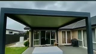 Aluminum pergola, rainproof, electrically adjustable gazebo, electric louvered awning, outdoo
