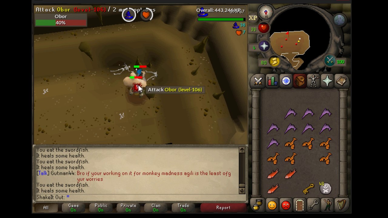 lvl 45 mage 3rd fight against Obor f2p OSRunescape osrs YouTube