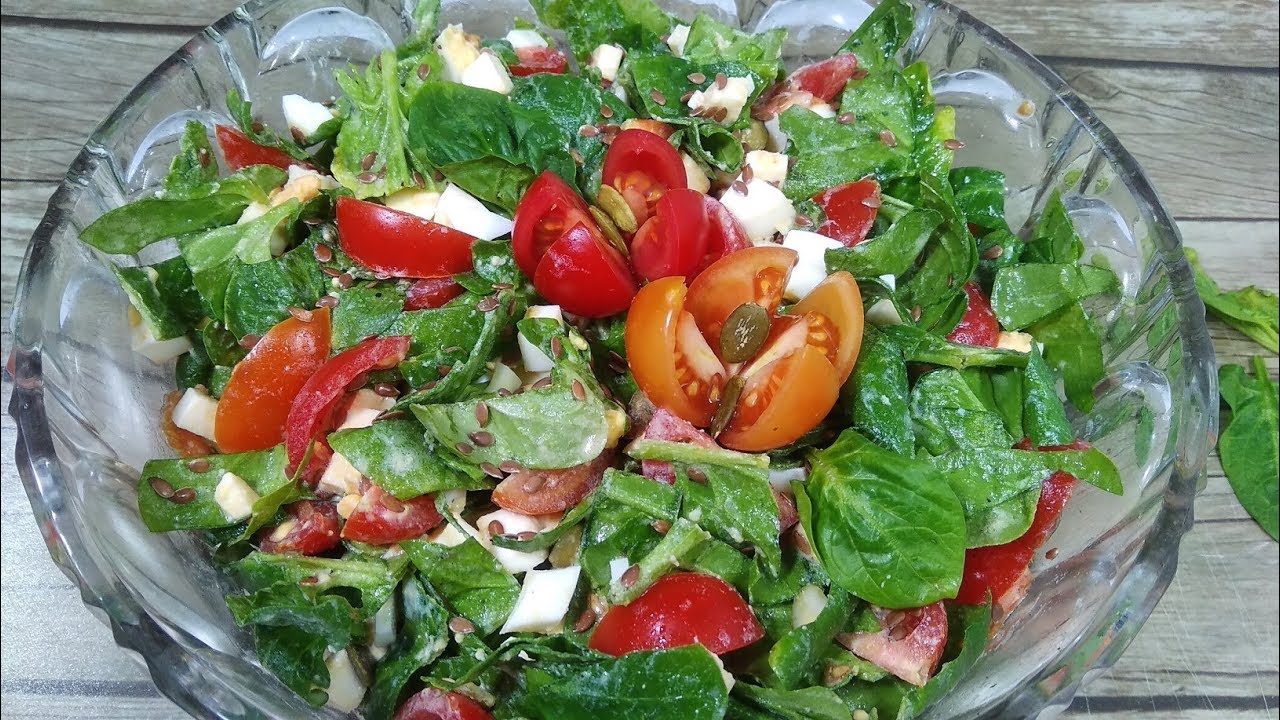 Обалденный салат БЕЗ МАЙОНЕЗА. Лёгкий и сытный Салат со Шпинатом и Яйцом