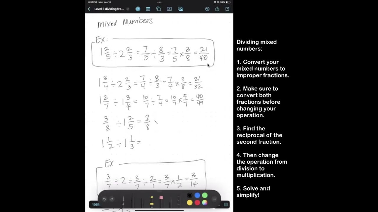 Kumon Level E Math: Intro to Dividing Fractions - YouTube