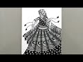 How to draw a traditional dancing girl in rajasthani dress mandala drawing mandala drawing
