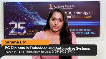 Testimonial by Sahana LP | Placed in L&T | PG Diploma in Embedded & Automotive Systems