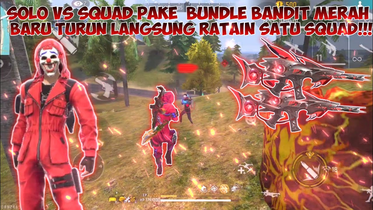 SOLO VS SQUAD PAKE BUNDLE BANDIT MERAH, BARU TURUN LANGSUNG RATAIN SATU SQUAD!!!🔥