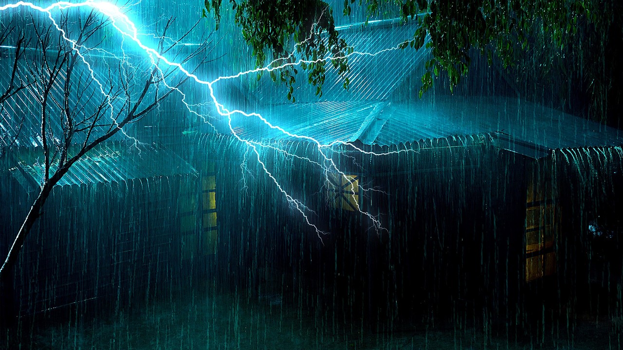 Stop Overthinking & Fall Asleep Instantly with Heavy Rain & Epic Thunder Sounds - Tropical Storm