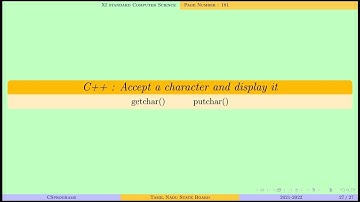 C++ : Built-In Function getchar() and putchar() | TN State Board | XI CS | Pg.No.181