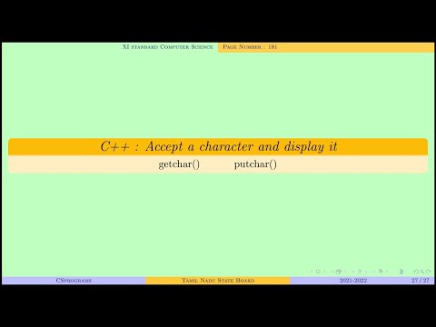 C++ : Built-In Function getchar() and putchar() | TN State Board | XI CS | Pg.No.181