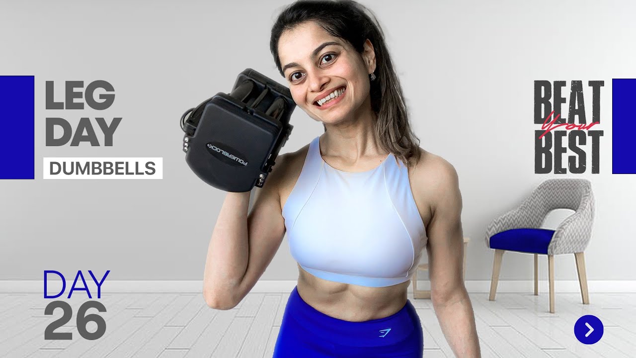 1 HOUR DUMBBELL LEG WORKOUT at Home | QUADS & GLUTES ⚡ BEAT YOUR BEST ...
