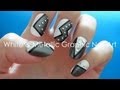 White & Metallic Graphic Nail Art