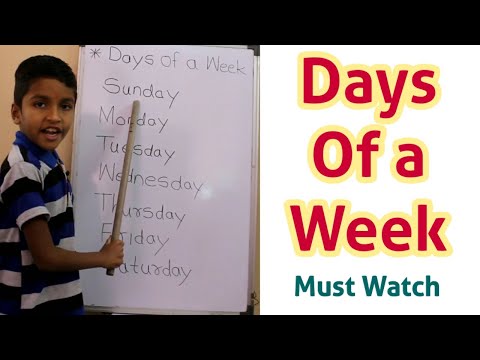 Days Of a week | Learn days of the week with spellings in easy way