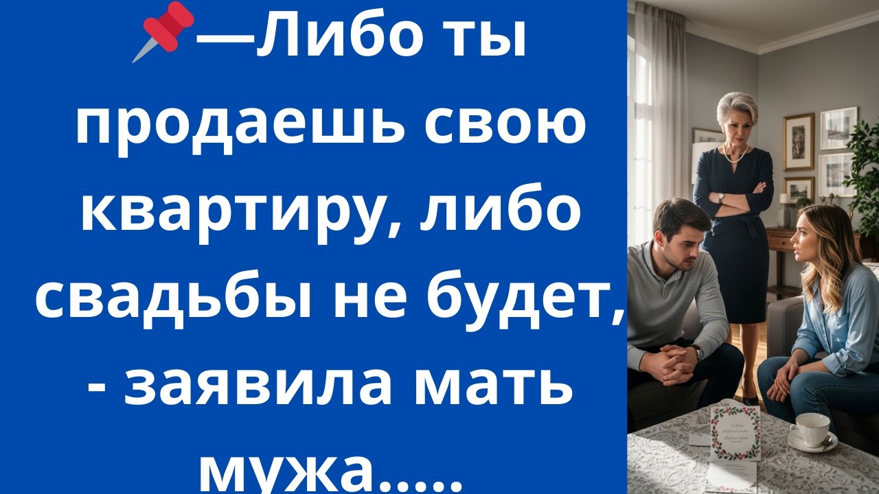 Либо ты продаешь свою квартиру, либо свадьбы не будет,- заявила мать мужа.