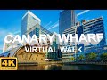 London Walk 🇬🇧 - Canary Wharf London Night Walk 4K - Virtual Tour - Binaural Audio