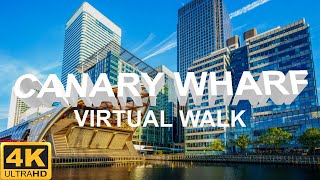 London Walk 🇬🇧 - Canary Wharf London Night Walk 4K - Virtual Tour - Binaural Audio
