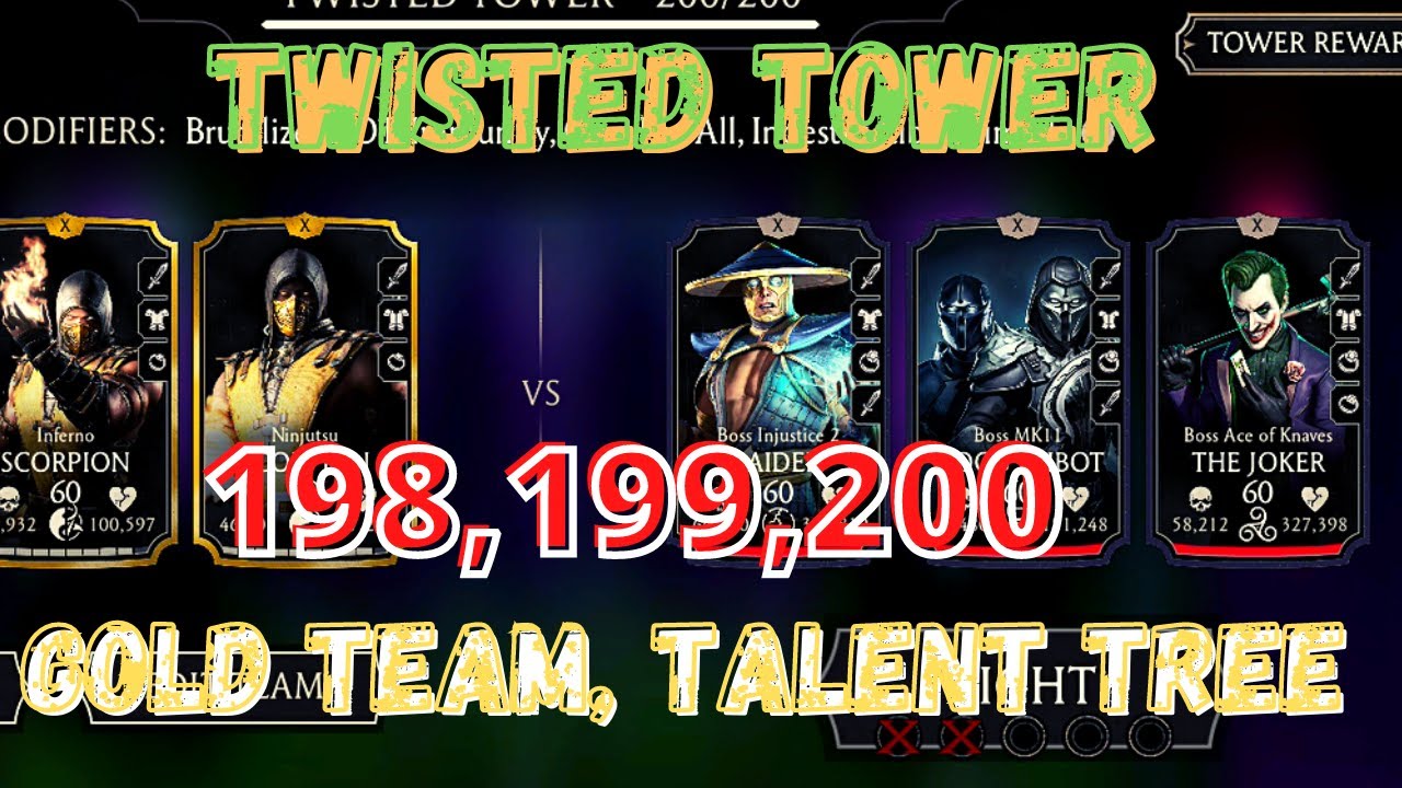 Twisted Tower Battle 200 Final Bosses Gold Team Warrior MK Mobile
