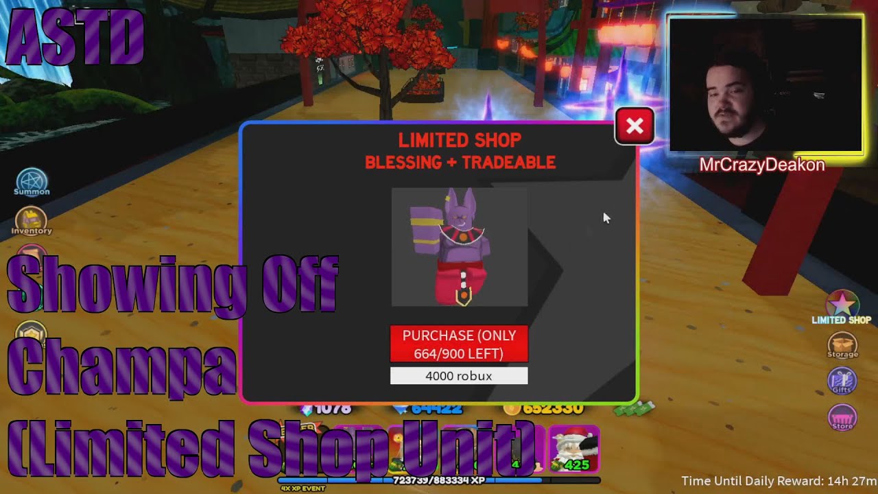 Roblox ASTD Showing Off Champa Limited Shop Unit YouTube 