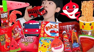 ASMR ICE CREAM RED FOOD PARTY JELLY CANDY DESSERTS MUKBANG EATING SOUNDS CONVENIENCE STORE