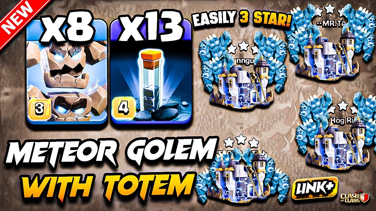 TH18 METEOR GOLEM Attack With TOTEM Clash of Clans | Best TH18 Attack Strategy With Meteor Golem COC