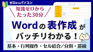 【ワード】表の作り方。30分で自由に表が作れるようになる♪