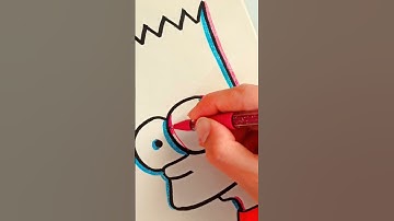 drawing simpsons with ✨glitch✨ effect but  glowing pens 💖