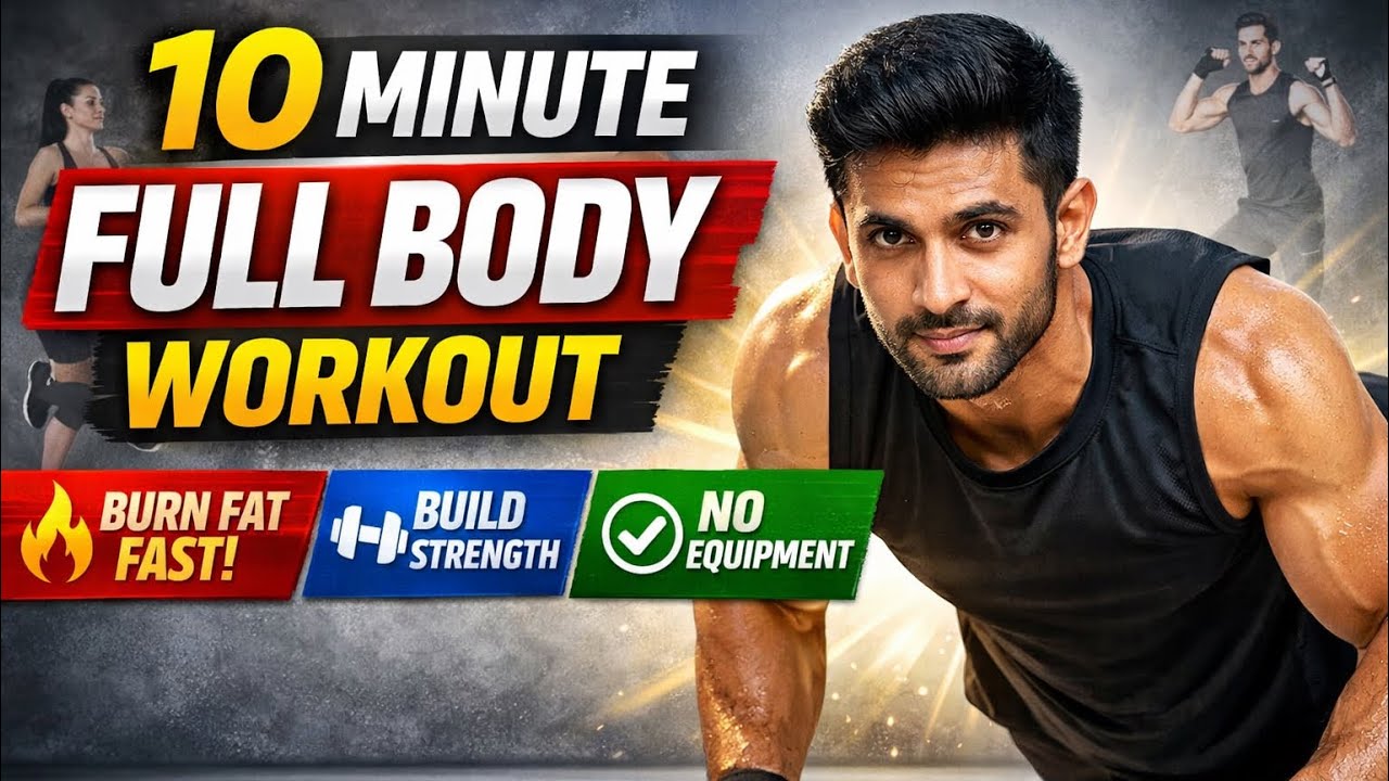 10 Minute Full Body Home Workout | No Equipment Fat Burn & Strength ...