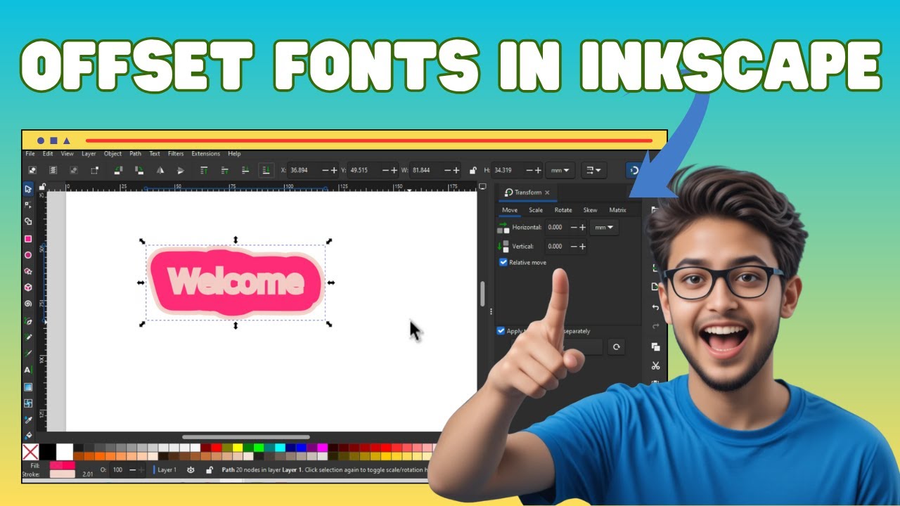 Как сместить шрифт в Inkscape | Быстрый эффект контура (2025)