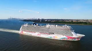 Cruise Ship leaving NYC under Verrazano Bridge - Drone: DJI Mavic Air 2