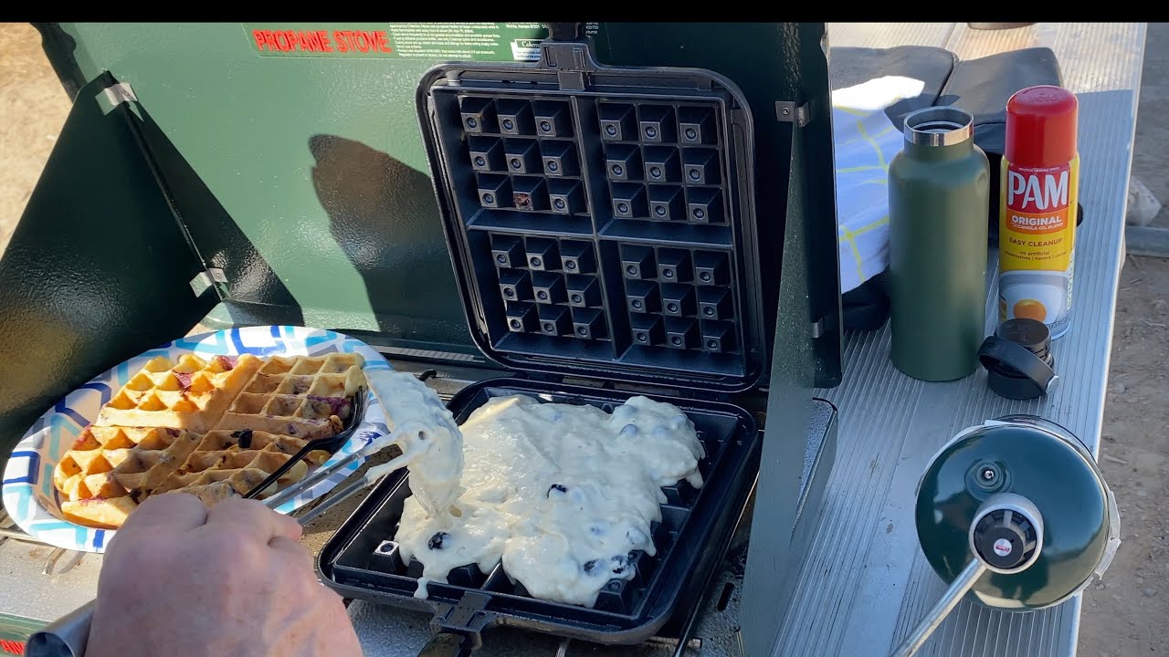 ⁣Campsite Waffles in Death Valley ~ Coleman & Nordic Ware Cooking ~ Ep. 95