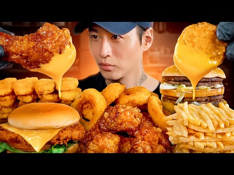ASMR MUKBANG | Fast Food, Big Mac, Chicken Nuggets, Onion Rings, Chicken Sandwich, Wings, Fries