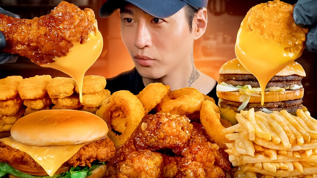 ⁣ASMR MUKBANG | Fast Food, Big Mac, Chicken Nuggets, Onion Rings, Chicken Sandwich, Wings, Fries