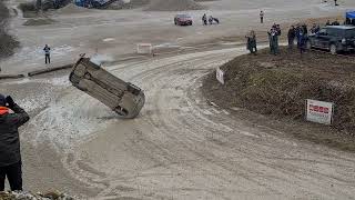 Rally Car Flipped Over Making a Turn While Drifting