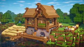 Minecraft | How to Build a Survival House (with Mine Entrance and Dock) + Interior  | Tutorial