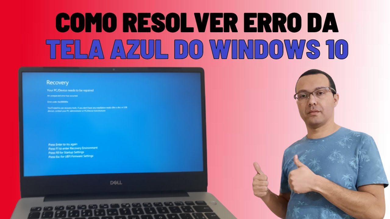 Como resolver erro tela azul do Windows 10 - YouTube