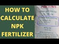 Npk fertilizer calculations | P (P2O5) | K (K2O)