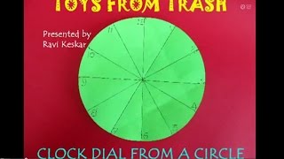 CLOCK DIAL FROM A CIRCLE - ENGLISH - Fold a circle in a dozen equal sectors.