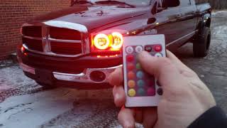 RGB LED Halo rings in a 2007 Dodge Ram Megacab over at 816Diesel