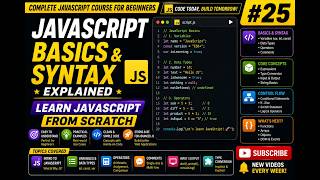 JavaScript Basics & Syntax Explained | Learn JavaScript from Scratch | JavaScript Tutorial #25