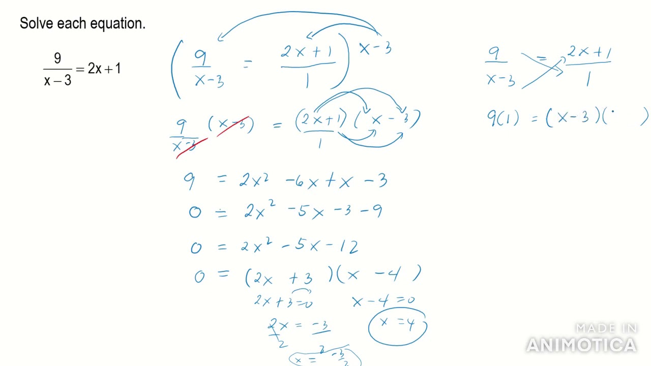 RATIONAL EQUATIONS TRANSFORMABLE TO QUADRATIC EQUATIONS YouTube