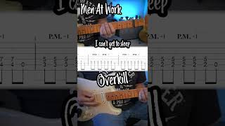 Overkill Guitar Riff by Men at Work w/TABS and Lyrics #guitar #guitarcover #shorts