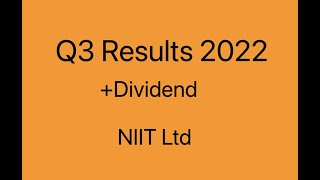 Niit Ltd Q3 Results Dividend 28Th Jan 2022 Invest Eazy Stock Market